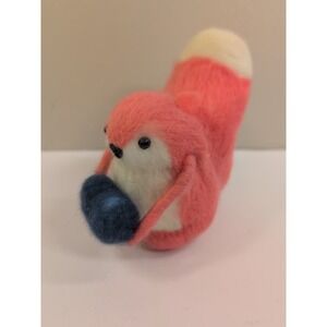 Vintage Cute Needle Felted‎ Critter Holding A Blue Heart